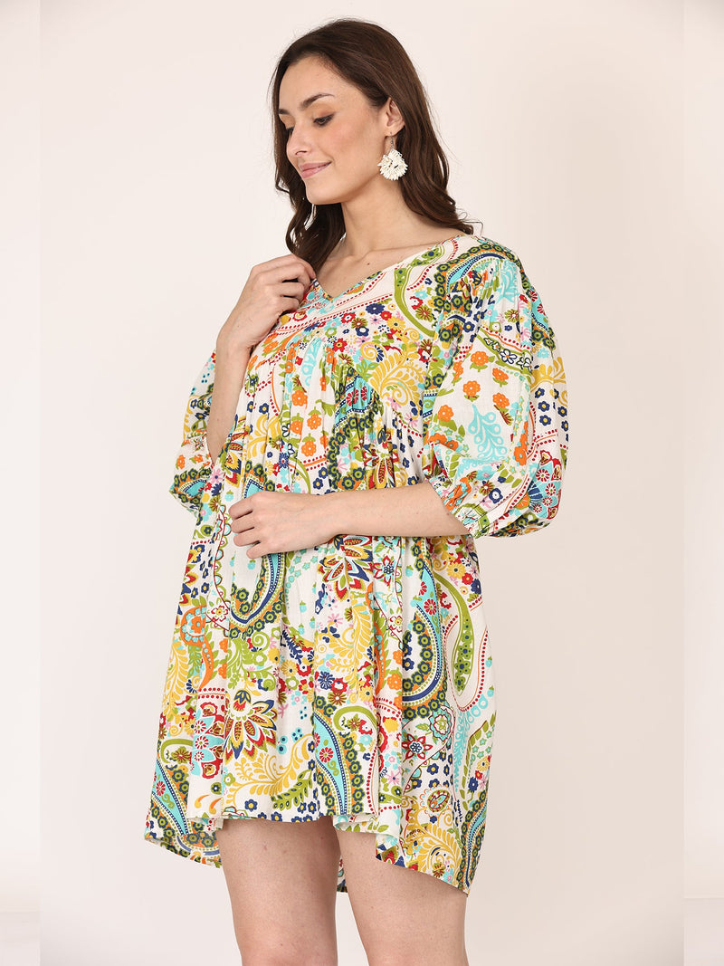 Alice 18 Enchanting Elegance A Captivating Eclectic Print Mid Thigh Length Dress for Timeless Style