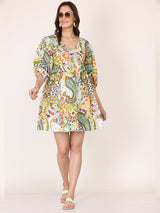 Alice 18 Enchanting Elegance A Captivating Eclectic Print Mid Thigh Length Dress for Timeless Style