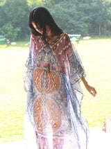 Eclectic Artsy Print Layered  vacay Kaftan Dress